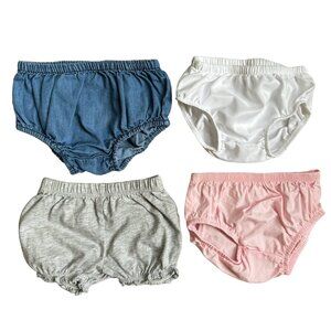 4 pcs/Set Baby Girl Elastic Waist Bloomer Shorts 3-12 months Pink Blue Grey Whit